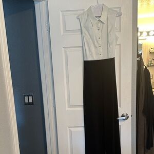 MARINA Black and White Sleeveless Jumpsuit